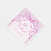 Whimsical Retro Pink Hand Drawn Bow Baby Dusche Serviette (Ecke)