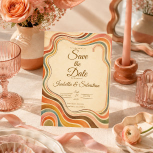 Whimsical Retro-Regenbogenhochzeit Save The Date