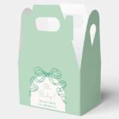Whimsical Retro Sage Hand Drawn Bow Baby Dusche Geschenkschachtel (Geöffnet)