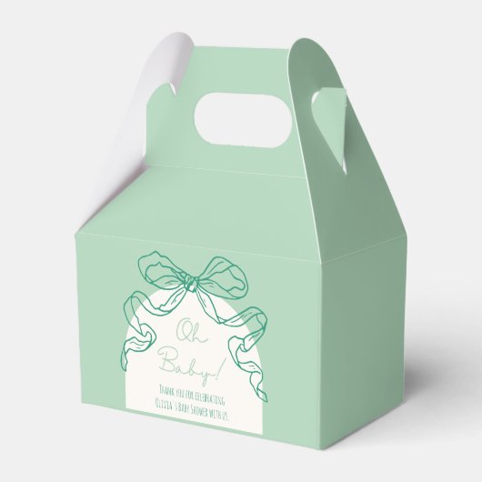 Whimsical Retro Sage Hand Drawn Bow Baby Dusche Geschenkschachtel (Vorderseite)