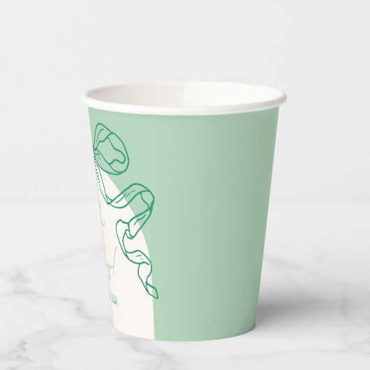 Whimsical Retro Sage Hand Drawn Bow Baby Dusche Pappbecher (Links)