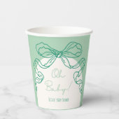 Whimsical Retro Sage Hand Drawn Bow Baby Dusche Pappbecher (Vorderseite)