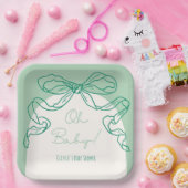 Whimsical Retro Sage Hand Drawn Bow Baby Dusche Pappteller (Party)