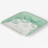 Whimsical Retro Sage Hand Drawn Bow Baby Dusche Pappteller (Gewinkelt)
