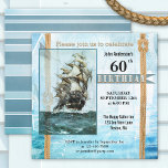 Whimsical Retro Sailor Geburtstagsparty Einladung<br><div class="desc">Eine lustige Geburtstagsfeier mit einem Segelthema oder Segelboot mit Vintagem Schiff und Seilen. Die stilisierten Texte und der Flag-Hintergrund sind auf verschiedenen Ebenen und Sie können das Augensymbol (in den weiteren Anpassungsoptionen) entfernen,  um diese zu deaktivieren,  wenn Sie benutzerdefinierte Texte bevorzugen.</div>