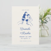 Whimsical Retro spielerisch Hand gezeichnete Feier Save The Date (Stehend Vorderseite)