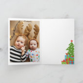 Whimsical Retro Tree Gaben Foto Frohe Weihnachten Karte (Innenseite)
