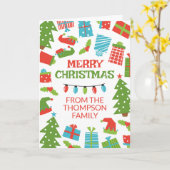 Whimsical Retro Tree Gaben Foto Frohe Weihnachten Karte (Gelbe Blume)