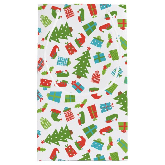 Whimsical Retro Tree Geschenke Elf Hat Schuhe Weih Kleine Geschenktüte (Rückseite)