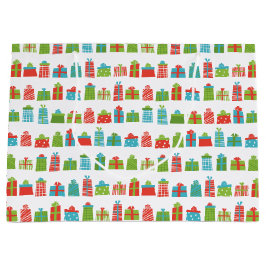 Whimsical Retro verpackte Geschenke Muster Weihnac Große Geschenktüte