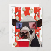 Whimsical Retro Vibes Popcorn Lover Cow Postkarte (Vorne/Hinten)