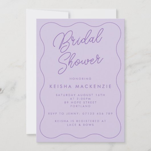Whimsical Retro Wave Lilac Brautparty Einladung (Vorderseite)