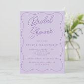 Whimsical Retro Wave Lilac Brautparty Einladung (Stehend Vorderseite)