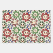 Whimsical Retro Weihnachten Schneeflocken Geschenkpapier Set (Vorderseite)