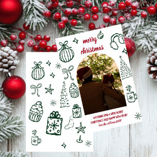 Whimsical Retro Weihnachts-Bogen-Foto-Feiertagskar Einladung