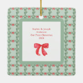 Whimsical Retro | Weihnachtsmuster mit Foto Keramikornament (Rückseite)