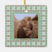 Whimsical Retro | Weihnachtsmuster mit Foto Keramikornament (Vorderseite)