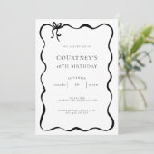 Whimsical Ribbon Bow 18. Geburtstagsparty Einladung (Stehend Vorderseite)