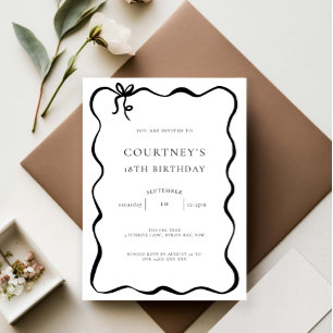 Whimsical Ribbon Bow 18. Geburtstagsparty Einladung