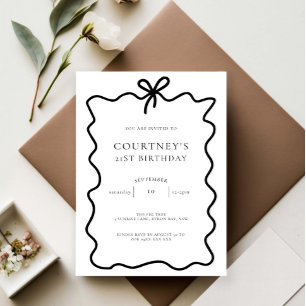Whimsical Ribbon Bow 21. Geburtstag Party Einladung