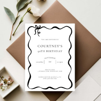 Whimsical Ribbon Bow 50th Birthday Party Einladung