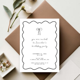 Whimsical Ribbon Bow Geburtstagsparty Einladung