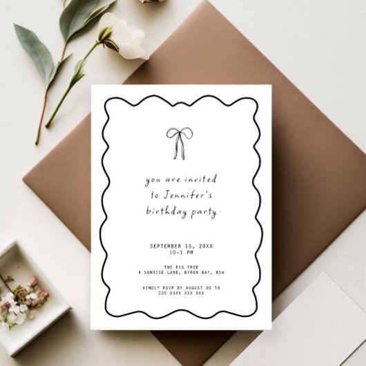 Whimsical Ribbon Bow Geburtstagsparty Einladung