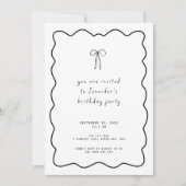 Whimsical Ribbon Bow Geburtstagsparty Einladung (Vorderseite)