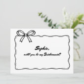 Whimsical Ribbon Bow wirst du meine Bridesmaid sei Einladung (Stehend Vorderseite)