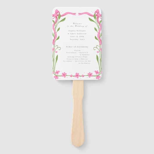 Whimsical Ribbon Floral Wedding Programme Fächer (Vorderseite)