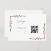 Whimsical Ribbon Floral Wedding QR RSVP Karte (Vorne/Hinten)