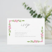 Whimsical Ribbon Floral Wedding RSVP Karte (Stehend Vorderseite)