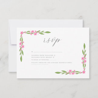 Whimsical Ribbon Floral Wedding RSVP Karte