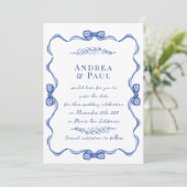 Whimsical Ribbon Sweet Wedding Save The Date (Stehend Vorderseite)