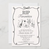 Whimsical RIP 20's, handGezeichnet Beerdigung Gebu Einladung (Vorderseite)