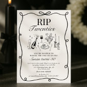 Whimsical RIP 20's, handGezeichnet Beerdigung Gebu Einladung