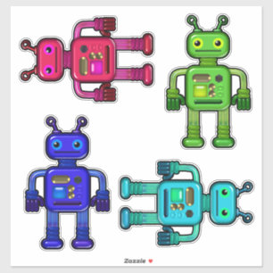 Whimsical Roboter Cute for Kids Aufkleber
