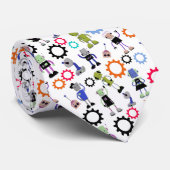 Whimsical Robots Fun Custom Necktie Tie Krawatte (Gerollt)