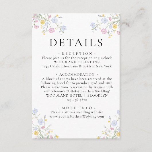 Whimsical Rococo Floral Crest Wedding Details Begleitkarte (Vorderseite)