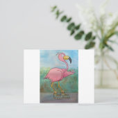 Whimsical Roller Skaten Roller Blading Flamingo Postkarte (Stehend Vorderseite)