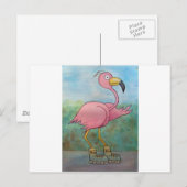 Whimsical Roller Skaten Roller Blading Flamingo Postkarte (Vorne/Hinten)
