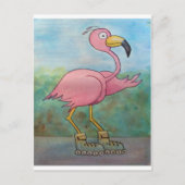 Whimsical Roller Skaten Roller Blading Flamingo Postkarte (Vorderseite)