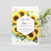 Whimsical Romance Sunflower Wedding Save The Date (Stehend Vorderseite)