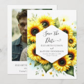 Whimsical Romance Sunflower Wedding Save The Date (Vorne/Hinten)