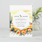 Whimsical Romantic Cactus Wedding Save The Date (Stehend Vorderseite)