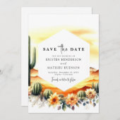 Whimsical Romantic Cactus Wedding Save The Date (Vorne/Hinten)