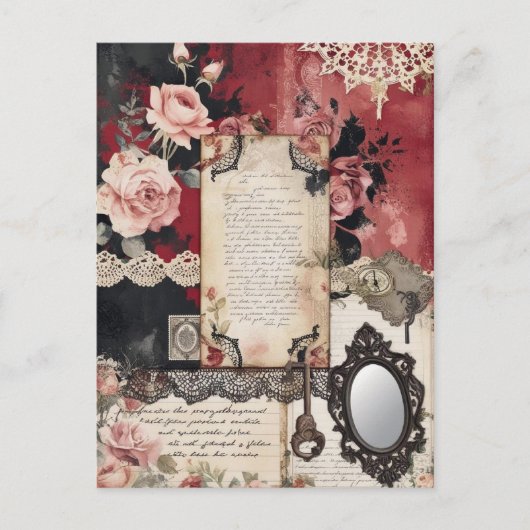 Whimsical Romantic Gothic Vintage Postkarte (Vorderseite)