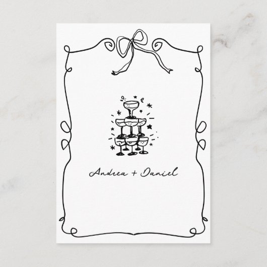 Whimsical Romantic Hand gezeichnet Hochzeitdetails Begleitkarte (Rückseite)