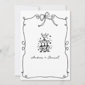 Whimsical Romantic Hand Schwarz-weiße Hochzeit gez Einladung (Rückseite)