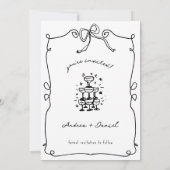 Whimsical Romantic Hand Schwarz-weiße Hochzeit gez Save The Date (Rückseite)